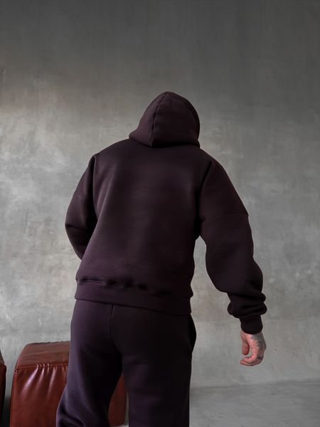 Чоловіче oversize худі у коричневому кольорі xu45 фото