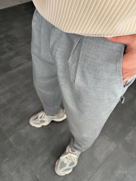 Мужские свободные брюки в светло-сером цвете sty3 фото