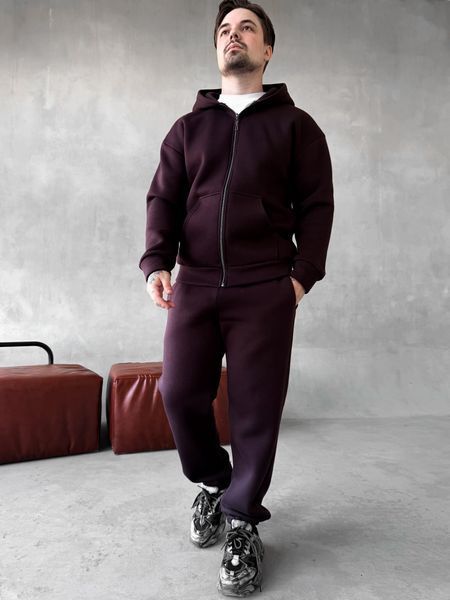 Мужской oversize спортивный костюм в коричневом цвете kos26 фото