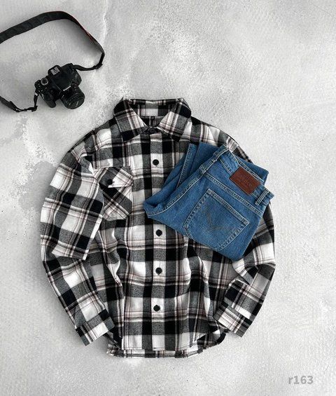 Мужская oversize рубашка в клетку r163 фото
