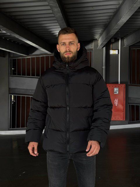 Мужская зимняя oversize куртка в черном цвете rd487 фото