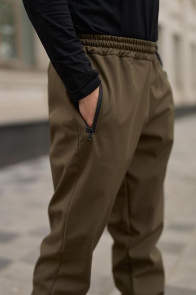 Мужские брюки Softshell на флисе в цвете хаки 1550780272 фото