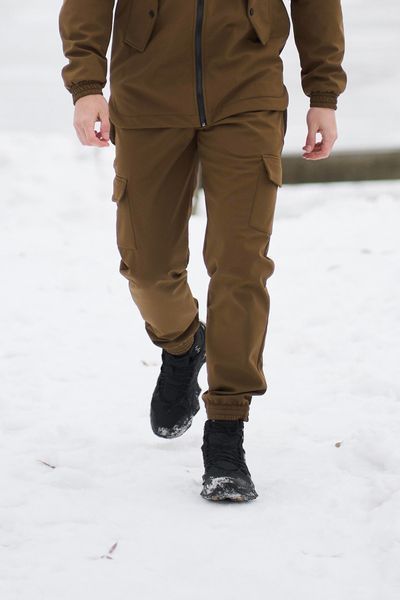 Мужские утепленные брюки Softshell в цвете хаки 609467915 фото