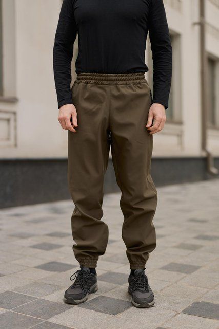 Мужские брюки Softshell на флисе в цвете хаки 1550780272 фото