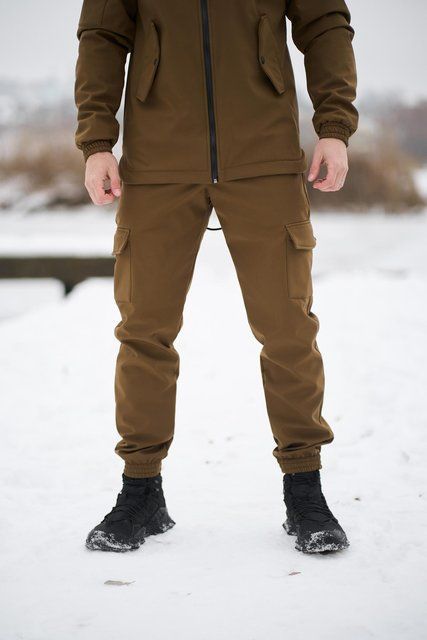 Мужские утепленные брюки Softshell в цвете хаки 609467915 фото