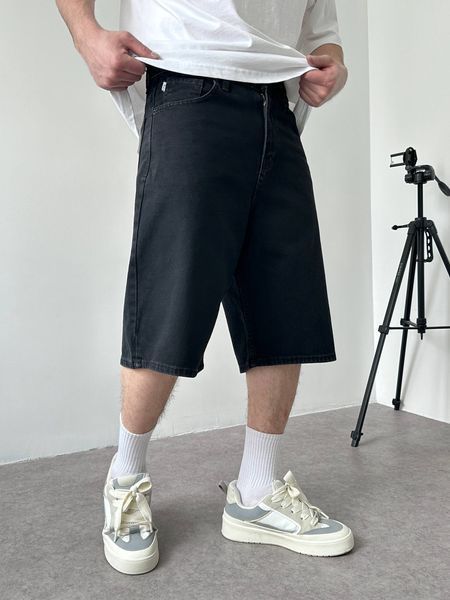 Чоловічі джинсові шорти Baggy у чорному кольорі sh00802k-28 фото