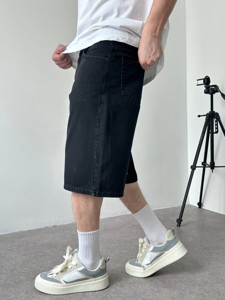 Чоловічі джинсові шорти Baggy у чорному кольорі sh00802k-28 фото