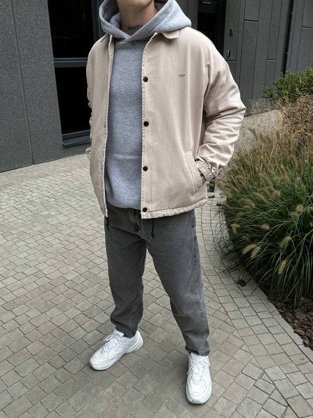 Мужская oversize джинсовая куртка в бежевом цвете gs2388 фото