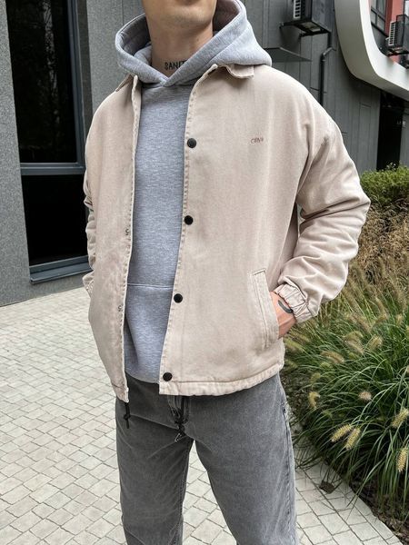 Мужская oversize джинсовая куртка в бежевом цвете gs2388 фото