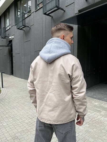 Мужская oversize джинсовая куртка в бежевом цвете gs2388 фото