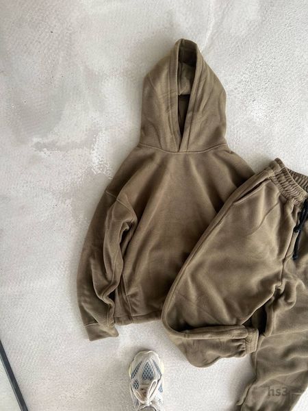 Мужской oversize флисовый костюм в цвете хаки hs3 фото