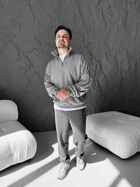 Чоловічий oversize светр на блискавці у  графітовому кольорі sz5 фото