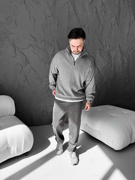 Чоловічий oversize светр на блискавці у  графітовому кольорі sz5 фото
