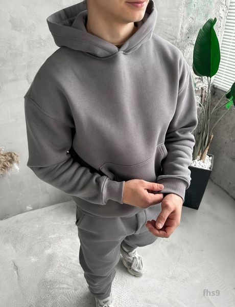 Мужской oversize костюм худи+брюки в темно-сером цвете fhs9 фото