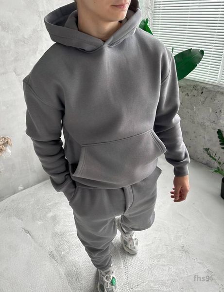 Мужской oversize костюм худи+брюки в темно-сером цвете fhs9 фото