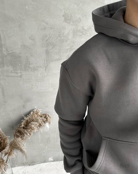 Мужской oversize костюм худи+брюки в темно-сером цвете fhs9 фото