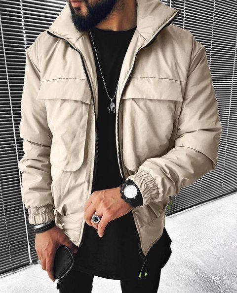 Мужская oversize ветровка в бежевом цвете jr-k001bei фото