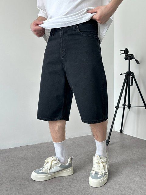 Чоловічі джинсові шорти Baggy у чорному кольорі sh00802k-28 фото