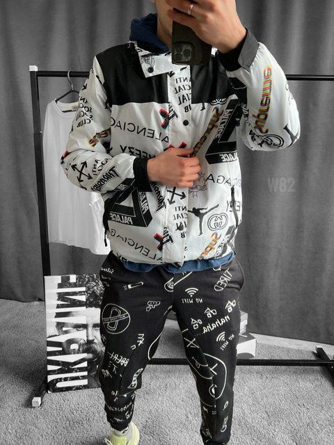 Мужская oversize ветровка в белом цвете w82 фото