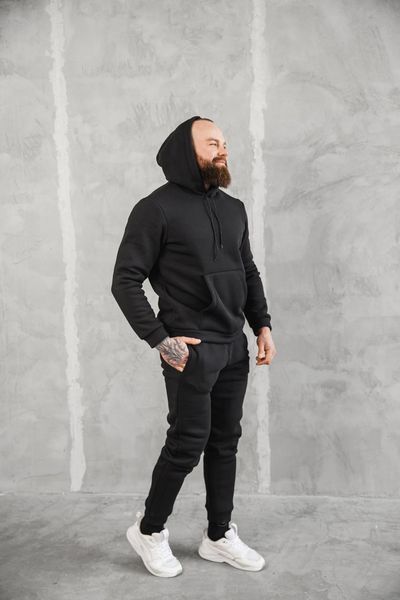 Мужской спортивный костюм на флисе в черном цвете a0001bl фото
