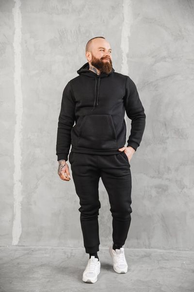 Мужской спортивный костюм на флисе в черном цвете a0001bl фото