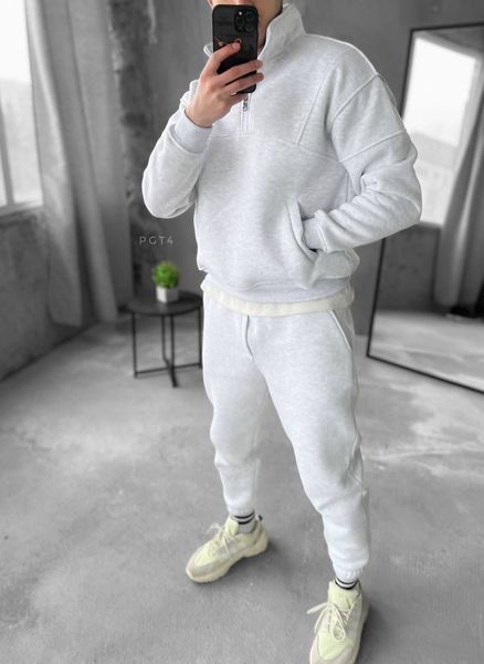 Чоловічий oversize костюм на флісі у світло-сірому кольорі pgt4n фото