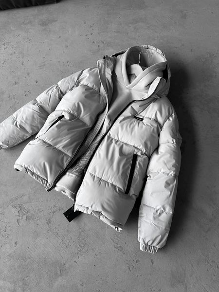 Чоловіча зимова oversize куртка у сірому кольорі dp1 фото