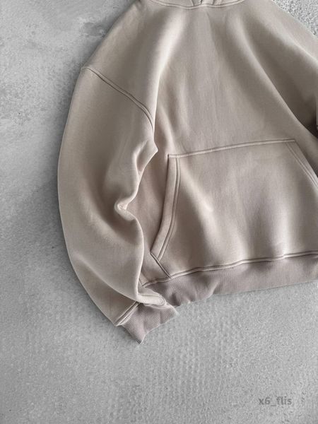 Мужское oversize худи на флисе в бежевом цвете x6_flis фото