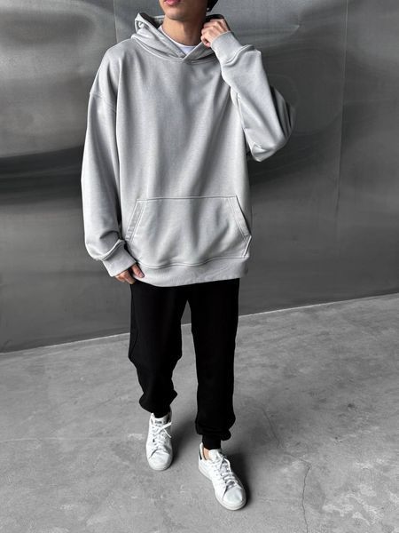 Чоловіче oversize худі у сірому кольорі rd447 фото