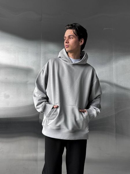 Чоловіче oversize худі у сірому кольорі rd447 фото