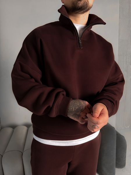 Чоловічий oversize костюм світшот+штани у коричневому кольорі kos56 фото