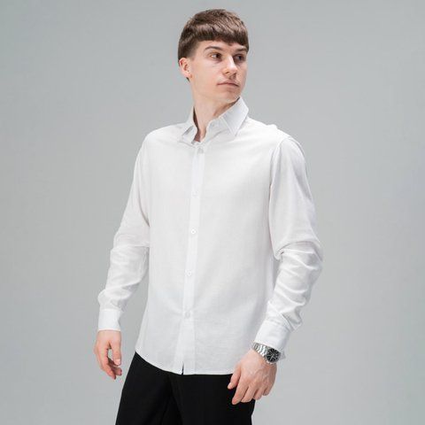 Чоловіча класична сорочка у білому кольорі srru5299wh-S фото