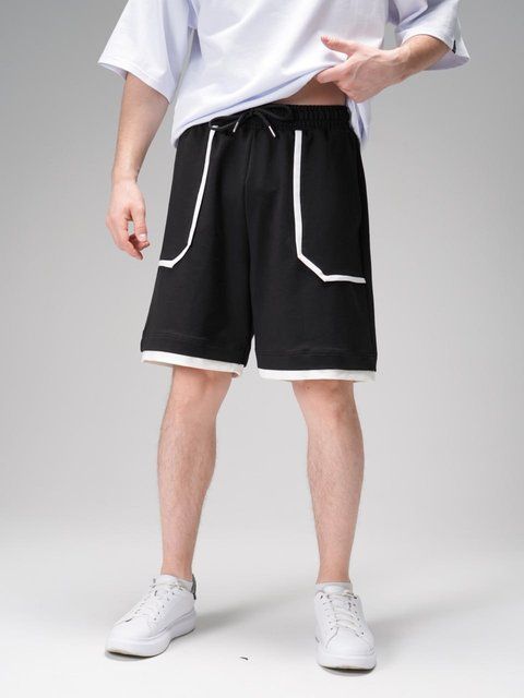 Чоловічі oversize шорти у чорному кольорі sohr5296bage-S фото