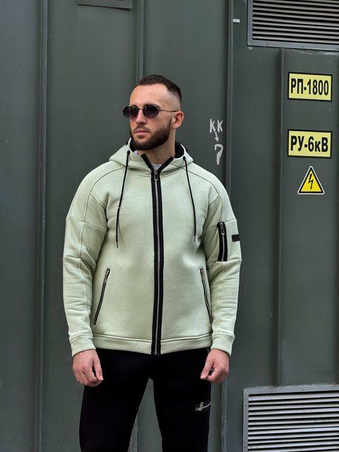 Мужская кофта на змейке в зеленом цвете rd292 фото