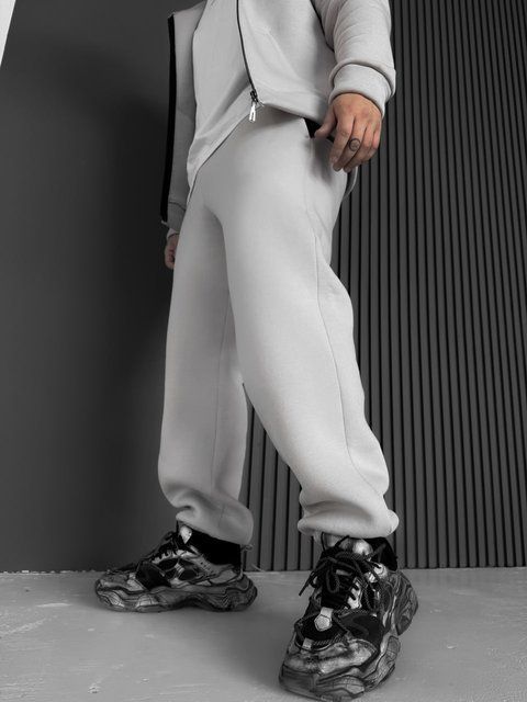 Мужские утепленные спортивные oversize брюки в сером цвете krr16 фото