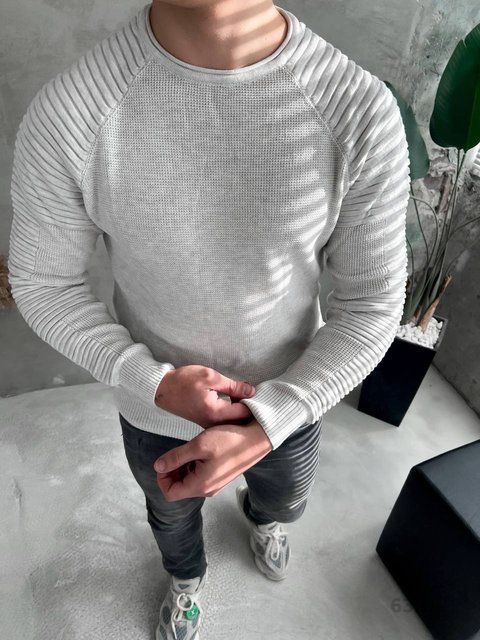 Мужской свитер в сером цвете 6397g фото