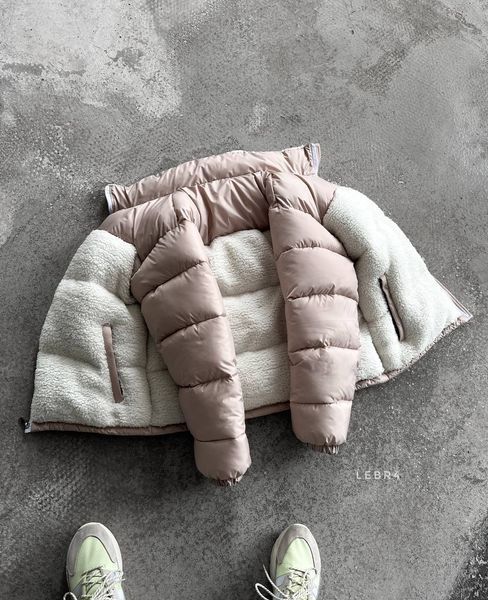 Чоловіча зимова oversize куртка у бежевому кольорі lebr4 фото