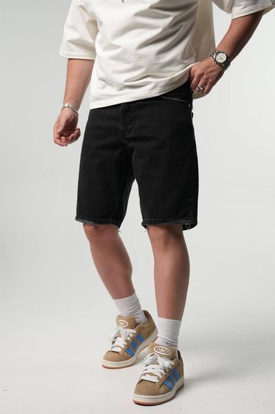 Чоловічі джинсові шорти oversize у чорному кольорі 1390blk фото