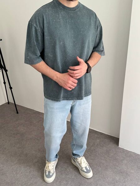 Мужская oversize футболка в сером цвете jj295-1 фото