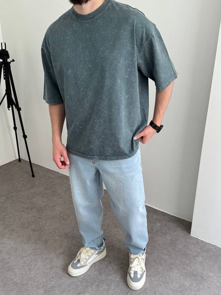 Мужская oversize футболка в сером цвете jj295-1 фото