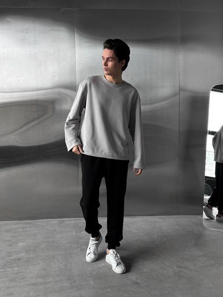 Мужской oversize свитшот в сером цвете rd449 фото