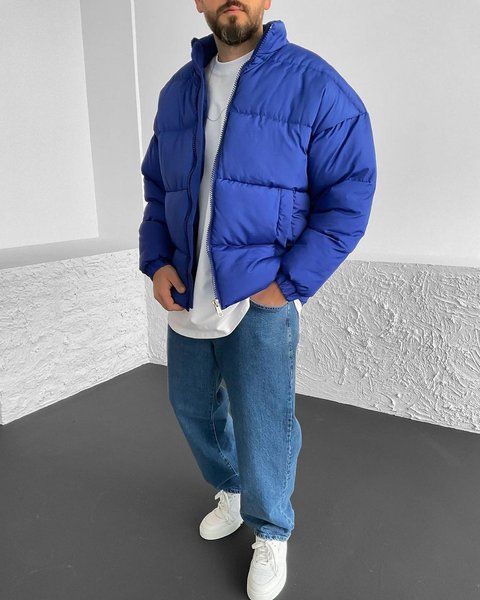 Чоловіча oversize куртка у синьому кольорі jr-kz03blu фото