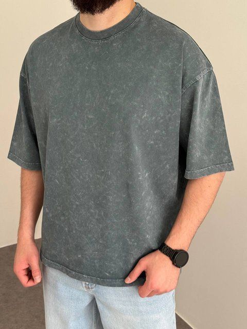 Мужская oversize футболка в сером цвете jj295-1 фото