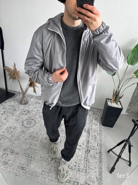 Мужская oversize ветровка в сером цвете ler3n фото
