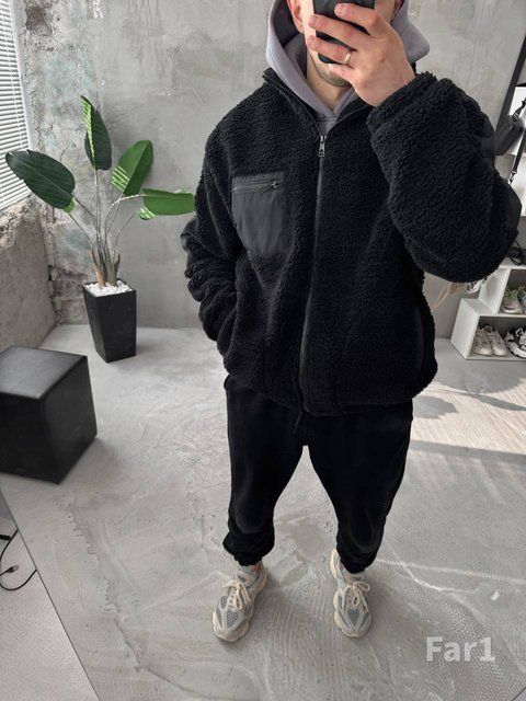 Чоловічий oversize бомбер у чорному кольорі far1k фото