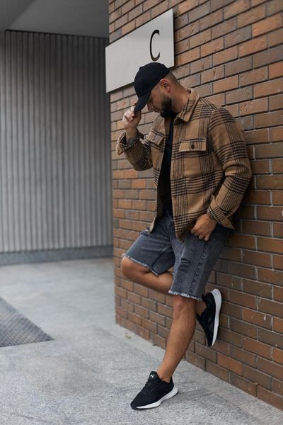 Мужская байковая oversize рубашка в коричневом цвете 124741211 фото