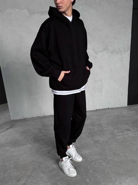 Чоловіче oversize худі у чорному кольорі rd446 фото