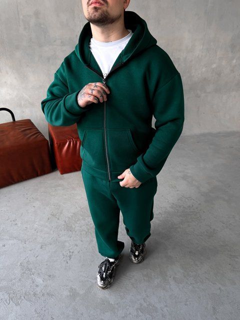 Мужской oversize спортивный костюм в зеленом цвете kos27 фото