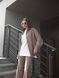 Женский oversize комплект рубашки + брюки в коричневом цвете ri4 фото 4