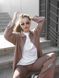 Женский oversize комплект рубашки + брюки в коричневом цвете ri4 фото 5
